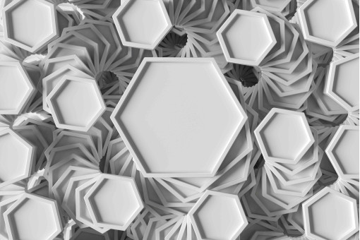 3D фотообои в гостиную Белые объемные шестигранники