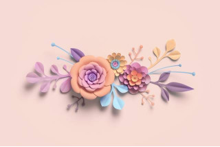 3D фотообои цветы Бумажная композиция