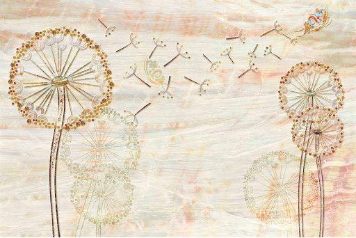 Фотообои в спальню, гостинную, на кухню "Одуванчики на ветру"