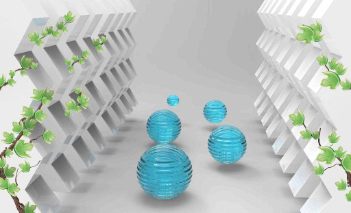 Абстрактные 3D фотообои Голубые шары