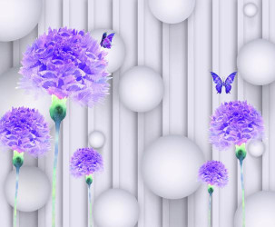 Абстрактные 3D фотообои с растительным мотивом