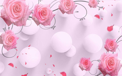 3D фотообои с цветочным принтом
