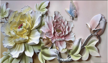 Фотообои с рисунком Объемные цветы