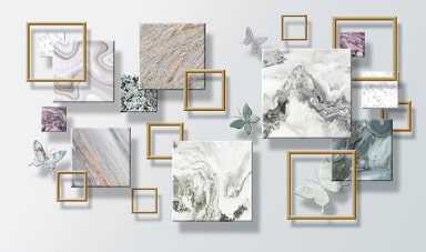 Фотообои 3D Геометрия и бабочки