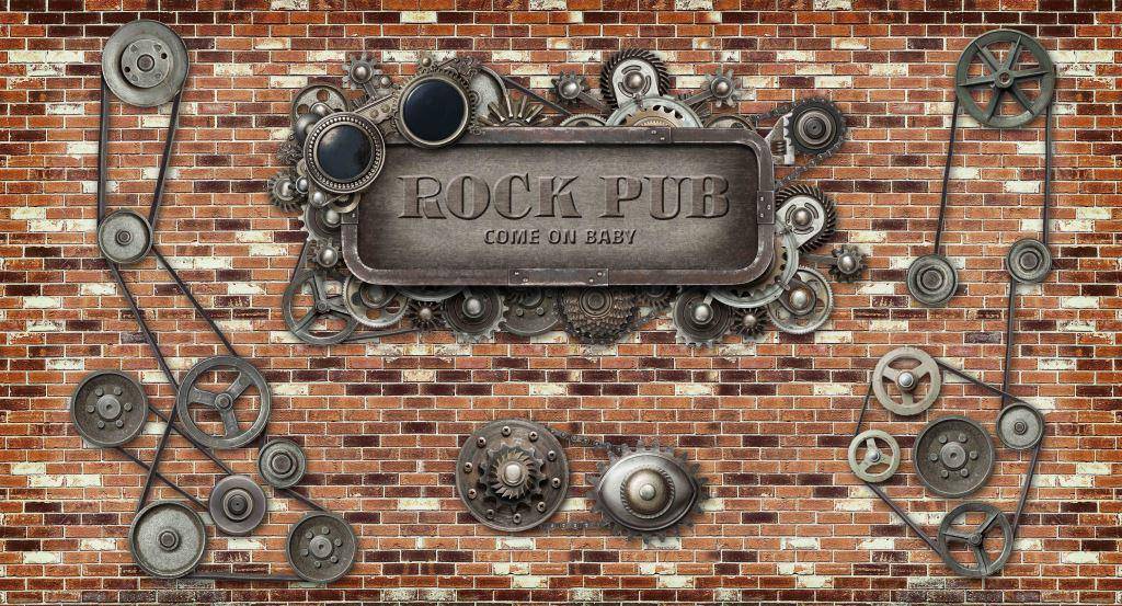 Абстрактные 3D фотообои Кирпичная стена Rock Pub