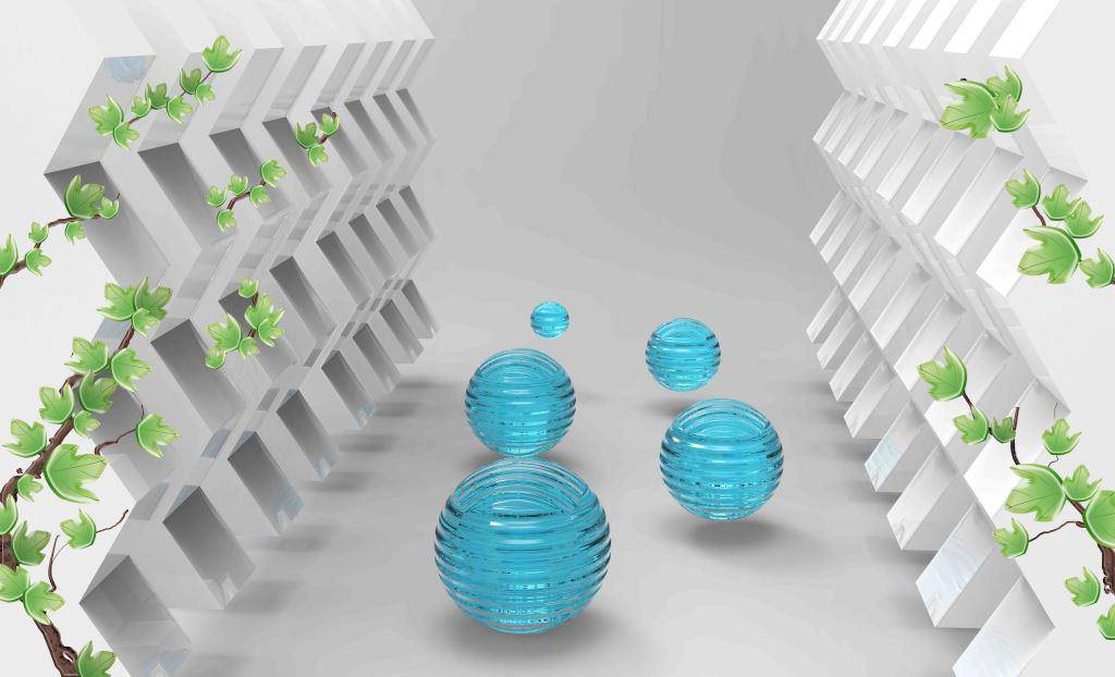 Абстрактные 3D фотообои Голубые шары