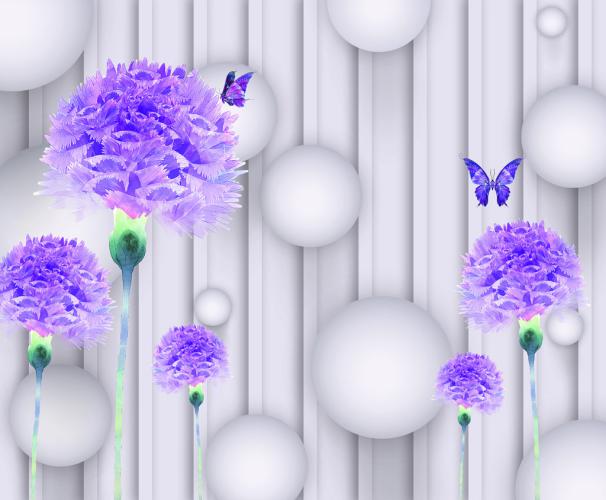 Абстрактные 3D фотообои с растительным мотивом